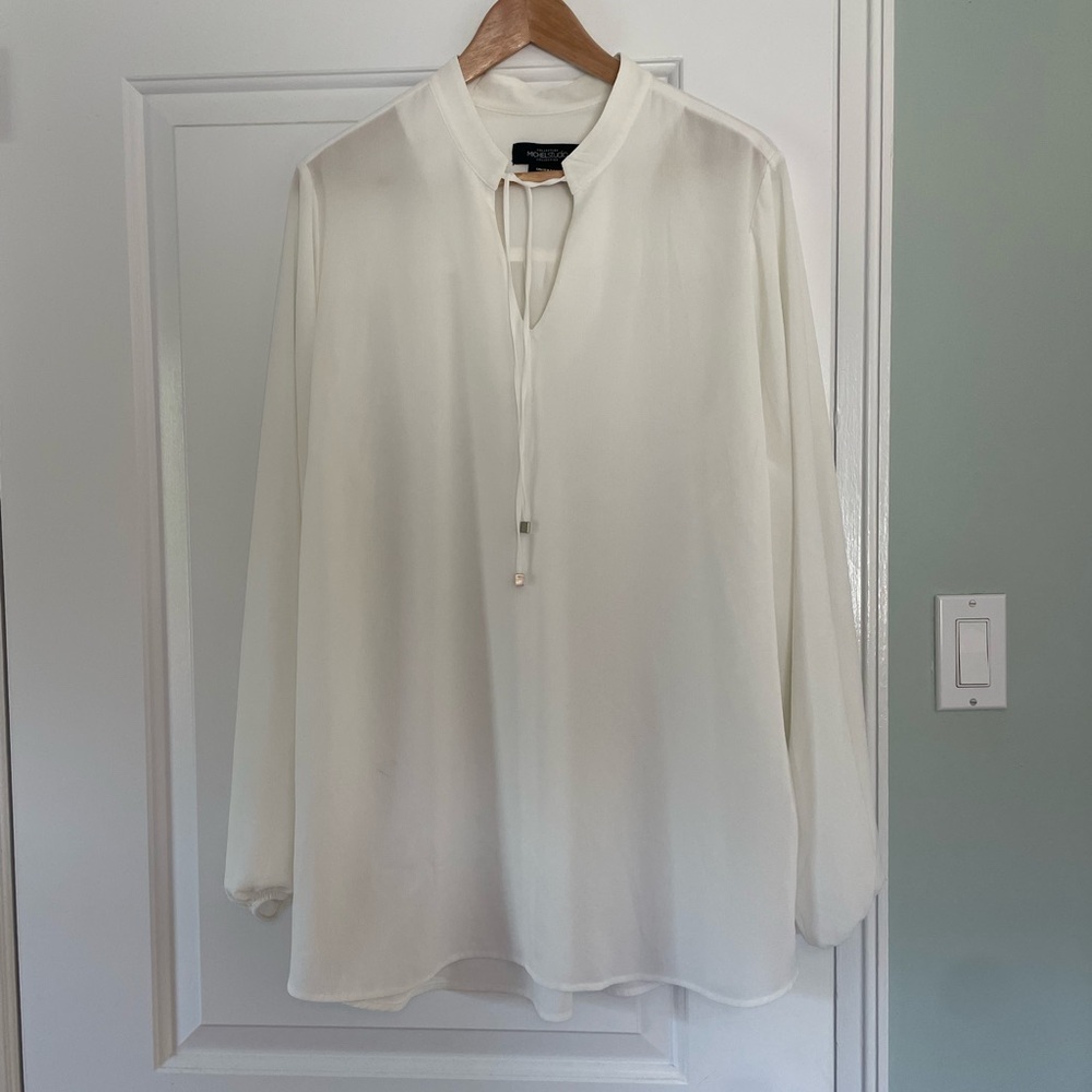 Michel Studio white blouse with neck tie detail